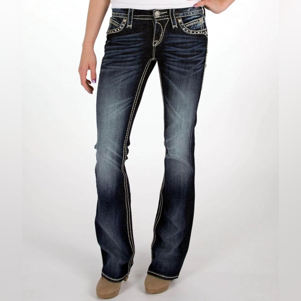 Rock Revival Elaina Bootcut Low Rise Flap Pocket Jeans Size 27